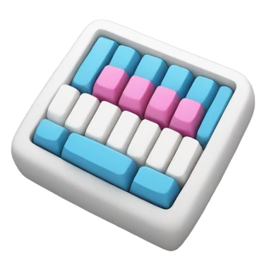 3D keyboard in cute format with blue-pink eyes and mouth sticker