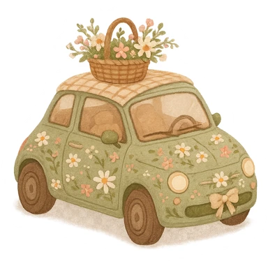 Using a transparent background, give the Assetto Corsa a cute Cottagecore makeover sticker