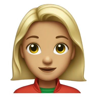 smiling girl in red jacket green eyes sticker