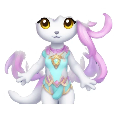 Cute Kawaii Anthro Sona Colorful Ethereal Pretty see Godly Celestial Shiny Fakemon Full Body sticker