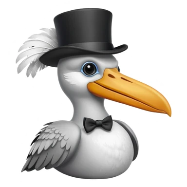 pelican in top hat sticker