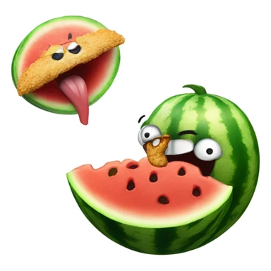 a watermelon eating fried chicken sticker