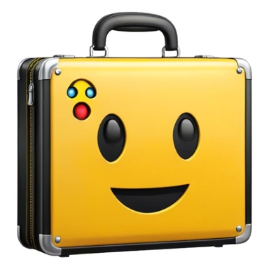 briefcase with a pacman icon sticker