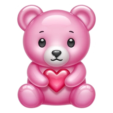 white jelly bear heart jelly pink sticker