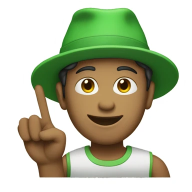 guy wearing a green hat holding up two peace signs  sticker