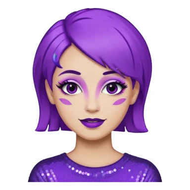 glitter purple gamer non-binary happy purple hair sticker