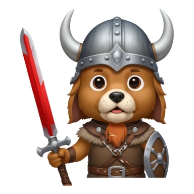 dog with viking helmet and sword sticker
