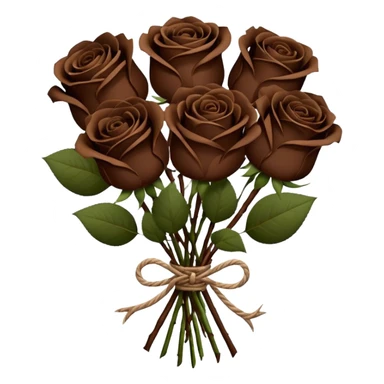 Bouquet of the darkest  brown roses in a paper package sticker