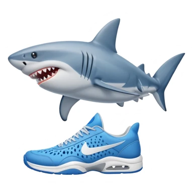 Shark with blue tennis shoes sticker
