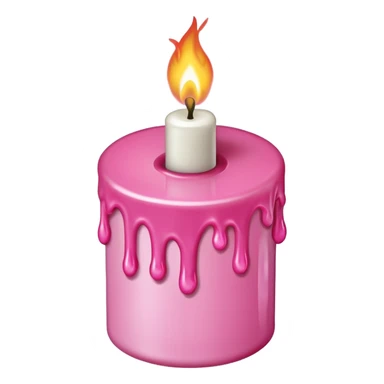 A drawing of a flaming pink candle that could be used at a romantic dinner table. The camera should be isometric at a 90-degree angle. sticker