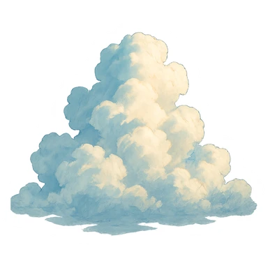 realistic clouds in ghibli style sticker