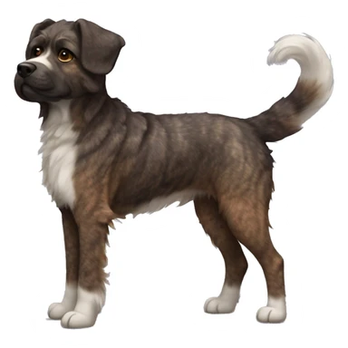 Brindle fluffy dog with brindle fur pointed ears  sticker
