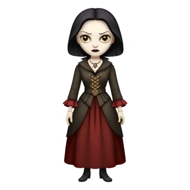 Pitonisa: mujer entre unos 40 y 50 años, cara de mala, malas intenciones, cara un poco deforme tipo bruja, y ropa antigua. cuerpo entero sticker