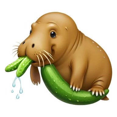 Walrus eating a cucumber sticker