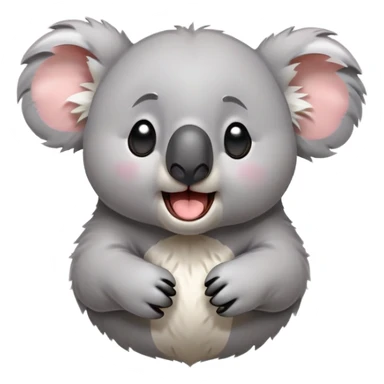 cinematic-cute-yawning-koala-portrait-emoji,-head-tilted-slightly-with-a-dramatic,-wide-open-yawn,-showcasing-a-soft,-downy-grey-fur-with-drooping-ears-and-round-eyes-barely-open-in-drowsy-contentment,-simplified-yet-irresistibly-adorable, realistic fluffy sticker