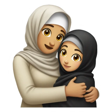 Two best friend hugging one with hijab and one black hair sticker