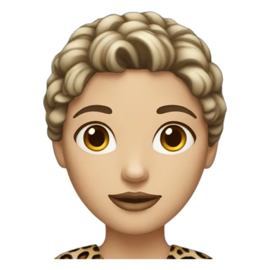 dark-haired white woman dressed in leopard sticker