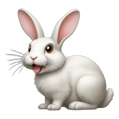 a rabbit with its tongue sticking out sticker