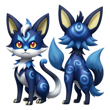 Shiny Evil mExotic Badass Colorful Ethereal Royal Mysterious Gothic Meowstic-Zorua-Litten-Noibat-Pokémon-Fakémon-hybrid-creature (full body) with random pattern-markings sticker