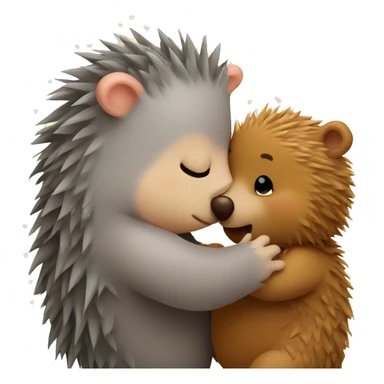 hedgehog kissing a bear sticker