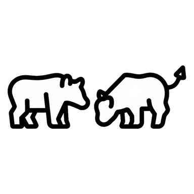 Moscow Exchange trading graph with bull and bear symbols sticker