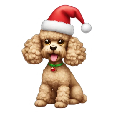 Poodle toy with Christmas hat sticker