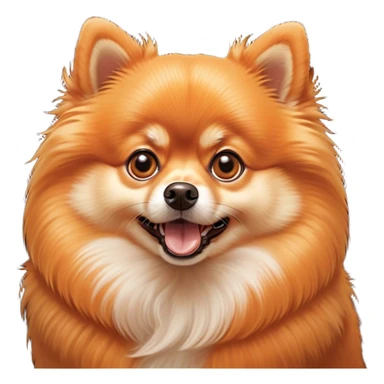 Cinematic Comical Orange Pomeranian Portrait Emoji, Head tilted dramatically with an exaggeratedly shocked or amused expression, featuring a glossy, fluffy orange Fur with a striking sheen, wide, expressive brown eyes filled with playful disbelief, Simplified yet hilariously expressive features, highly detailed, glowing with a slightly sassy glow, high shine, dramatic yet playful, stylized with an air of cheeky mischief, bright and endearing, soft glowing outline, capturing the essence of a spirited and over-the-top companion, so meme-worthy it feels like it could side-eye its way into internet fame instantly! sticker