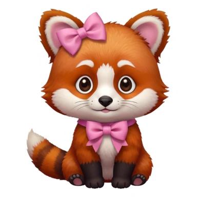 baby Red panda wearing a pink bow sticker