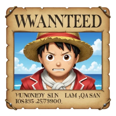 Luffy in gear five and background with wanted poster sticker