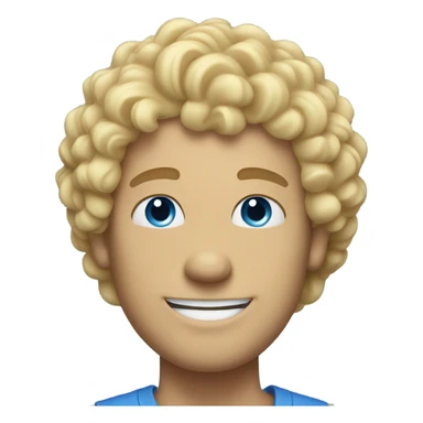 smiling curly blonde man blue eyed sticker