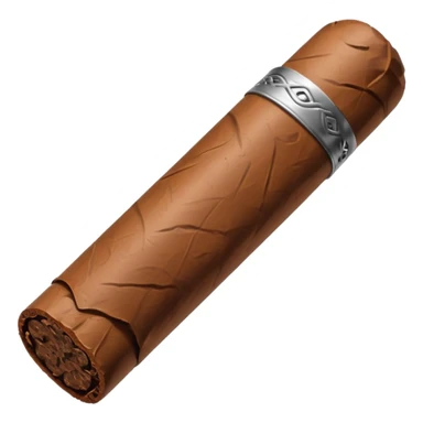Emoji-style cigar icon, dark brown wrapper, subtle smoke, minimalistic, clean silhouette, metal details sticker