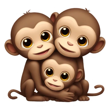 three baby monkeys hugging  sticker
