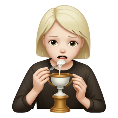 sad face eating urn sticker