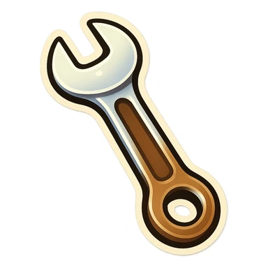 make me a white colour or brown wrench with white outline sticker