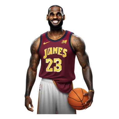 LeBron James with a basketball sticker