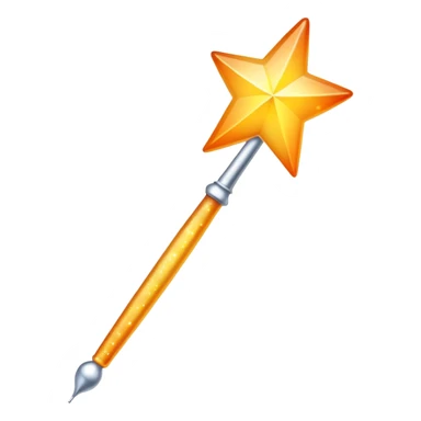 Classic magic wand like Apple's emoji but with yellow stars featuring a smooth yellow-to-orange gradient, sparkly magical effect sticker