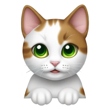 Cat Green eyes bicolor brown in box sticker