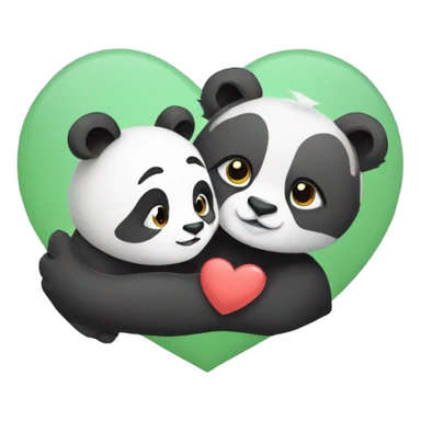 Panda and lion with heart, cute  sticker