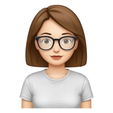 Adult woman, wearing a t-shirt and glasses, casual style
 sticker