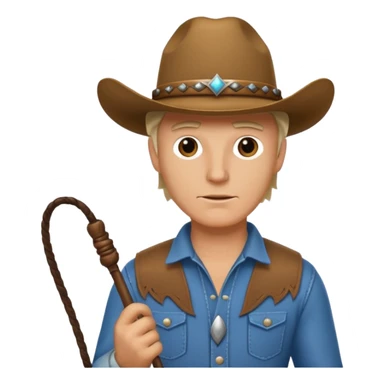 Give this emoji 🤠 a whip make it a white guy with a whip  sticker