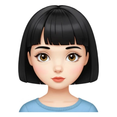 Gorgeous french girl short french haircut baby bangs black hair Amelie Beautiful Blushing Petite Girl with beautiful hair aesthetic sticker