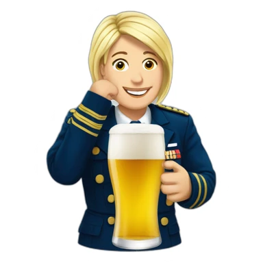 Marine lepen avec une bière sticker