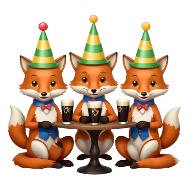 Three foxes sitting at a round table drinking Guinness sticker