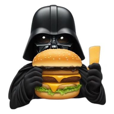 Dark vador eating a burger sticker