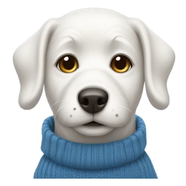 white dog in a blue sweater sticker