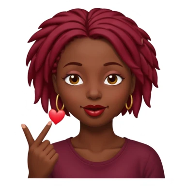 A dark skin, black girl with short burgundy locs  winking and blowing a kiss sticker