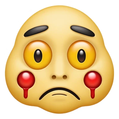 yellow emoji face with puffy bloodshot eyes, droopy eyelids sticker