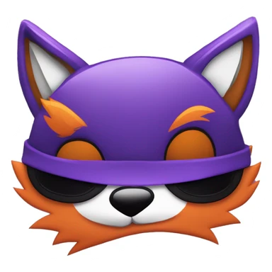 purple ad orange fox with wry smile, black sunglasses flat brim hat sticker