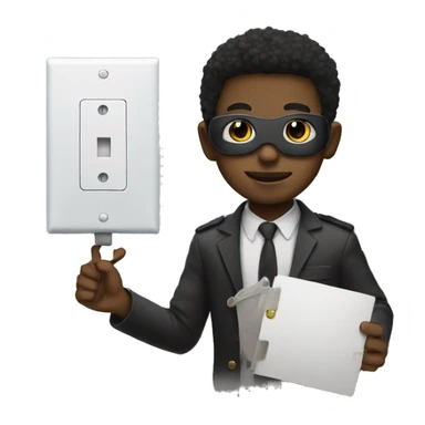 Young black guy with mask holding a light switch  sticker