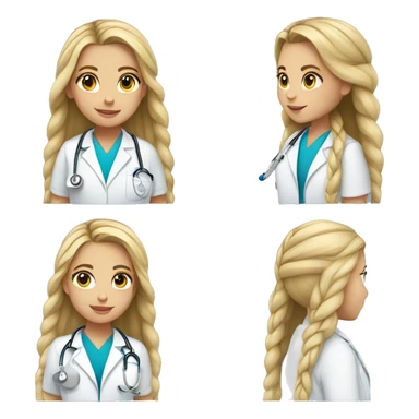Girl being a doctor with long blonde braid and blue-grey eyes sticker